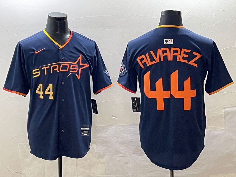 Men Houston Astros 44 Alvarez Drak Blue Three generations Joint Name 2025 Nike MLB Jersey style 6